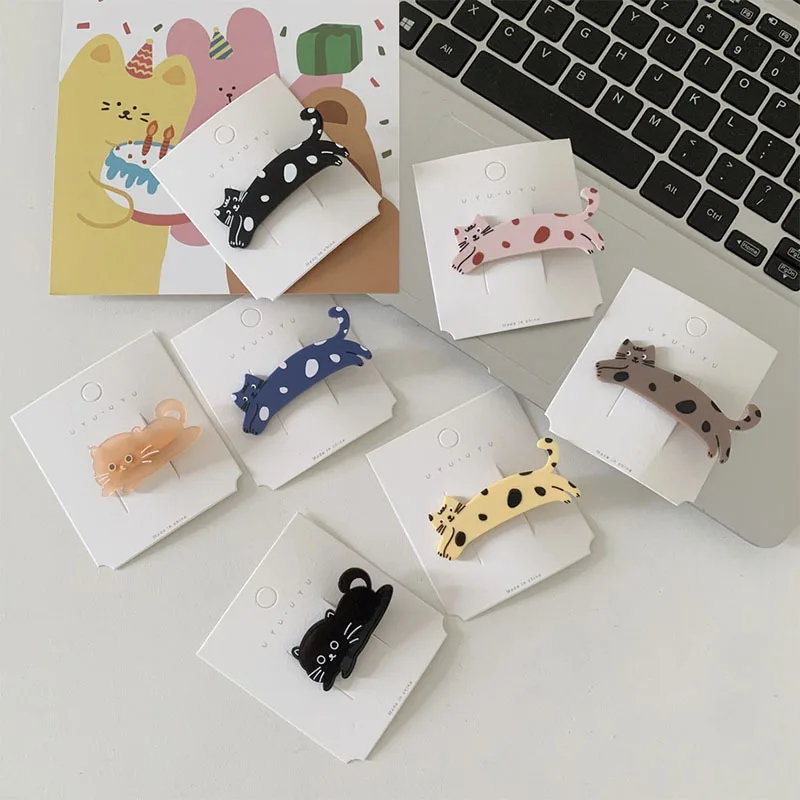 Cute Cartoon Cat Dog Acetate Barrette Hairpin for Women Girls Korea Colored Funny Kitty Puppy Pet Hair Clip Children Headwear