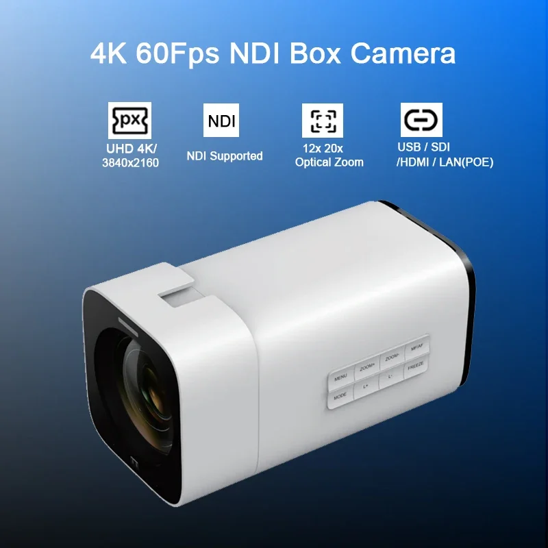 NDI All-in-one SDI HDMI IP Camera with 12x 20X Optical Zoom 3840x2160 Live Streaming for Church, Conference and Live Production