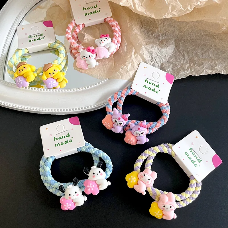 Sanrio Children's Hair Hoop Cute Cartoon Girl Heart Rope Girl Student Braiding Hair Rope Braiding Headwear Baby Hair Accessories