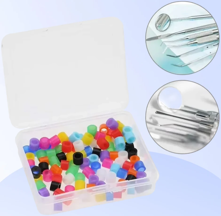 

100Pcs Autoclavable Dental Device Identification Ring Rubber Identification Ring Distinguish Code Ring Dental Consumables