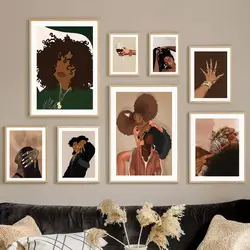 Hip Hop Dreadlocks Fashion Black Girl Boy Wall Art, Living Room Decor Canvas Painting, Salon Poster and Print, Home Wall Picture