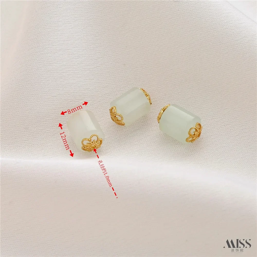 Cristal blanc naturel Jade Tianhe pierre perle Lotus une petite fleur perle Bracelet à bricoler soi-même collier chaîne accessoires