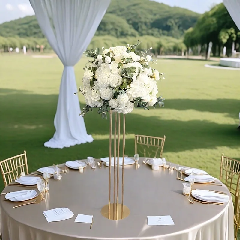 

Modern wedding main table centerpiece romantic decoration iron electroplating gold flower stand road guide layout props
