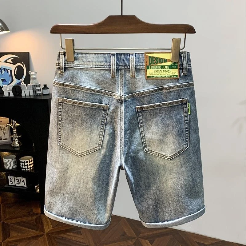 Men's Lightweight Denim Shorts Vintage Style Faded Color 2026 New Summer Slim Straight Stylish 5 Inch Casual