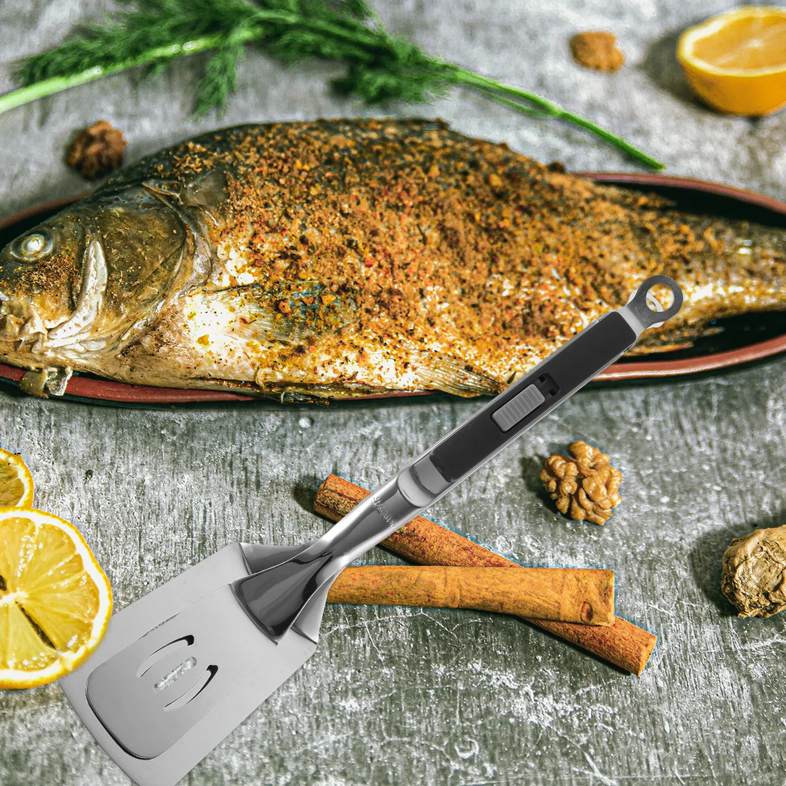 

Stainless Steel Kitchen Spatula Tong Compact Practical Cooking Food Shovel Fish Steak Pancake Flipper Tool Kitchen Essentials