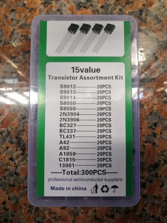 Transistor Kit BOX 13001/S9014/9013/9012/8050/8550/2N3906/3904/BC327/BC337/TL431A/A42/A92/A1050/C1815 SET 15Values*20pcs=300pcs