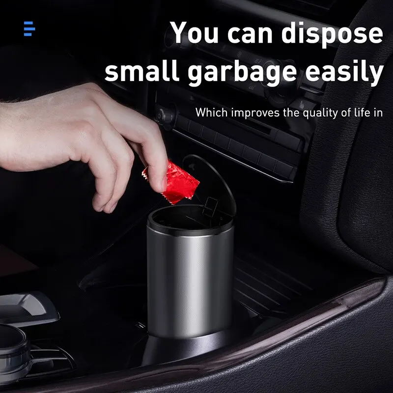 Baseus Car Trash Can Ashtray Dust Case Storage Box Alloy Organizer Car Vehicle Garbage Bin Car Auto Interior Accessories