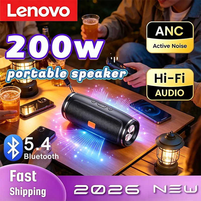 Lenovo Portable Bluetooth TFUSB Speaker Wireless FM Dual Speaker Stereo Subwoofer Voice Broadcasting Home HiFi Audio Loudspeaker