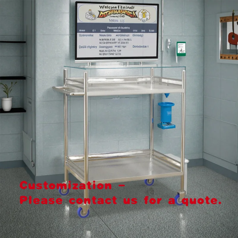 custom.Modern Thickened Medical Stainless Steel Three-Layer Four-Wheel Hospital Treatment Cart Equipment Trolley Dressing Ca