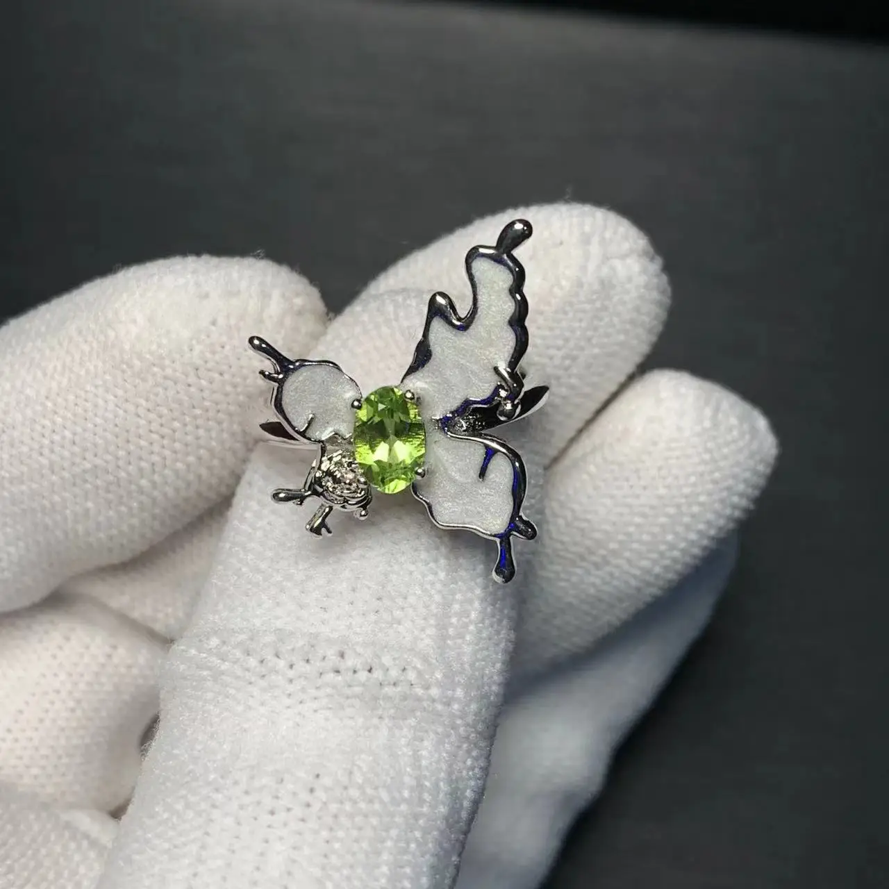 New Arrival Natural Peridot Rings Female  Jewelry For Women Gift Copper Cute Stone