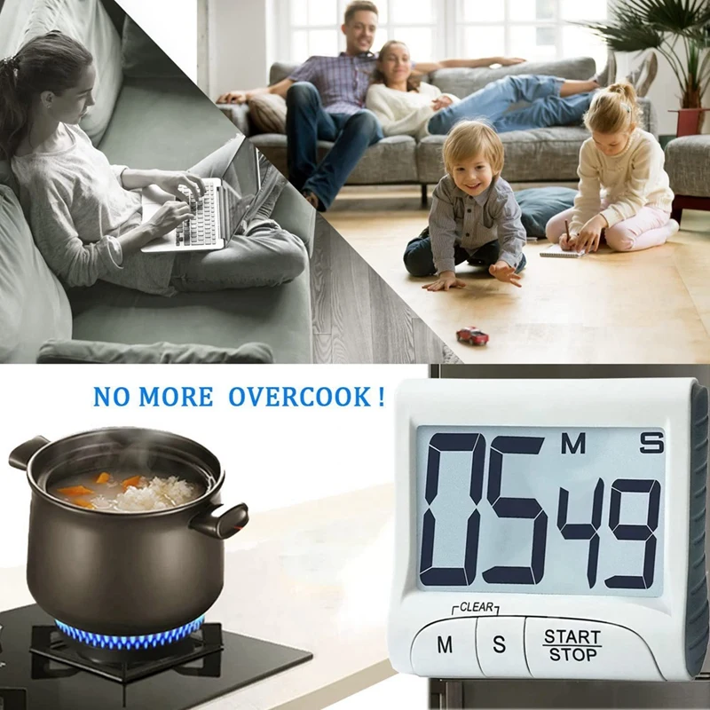 Digital Kitchen Timer&Stopwatch,Bold Digits, Simple Operation, Loud Alarm,Magnetic Kickstand For Cooking And Classroom