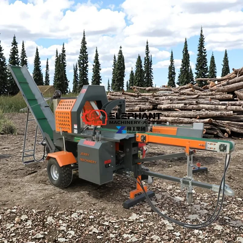 20T Petrol Powered Firewood Processor Forestry Industry Automatic Wood Processor Tree Cutting Machine Wood Cutter and Splitter