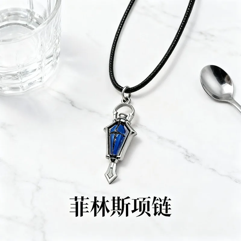 Anime Game Genshin Impact Flins Necklace The Ghostly Lantern of the Night Pendant Cosplay Necklaces For Unisex Cosplay Jewelry