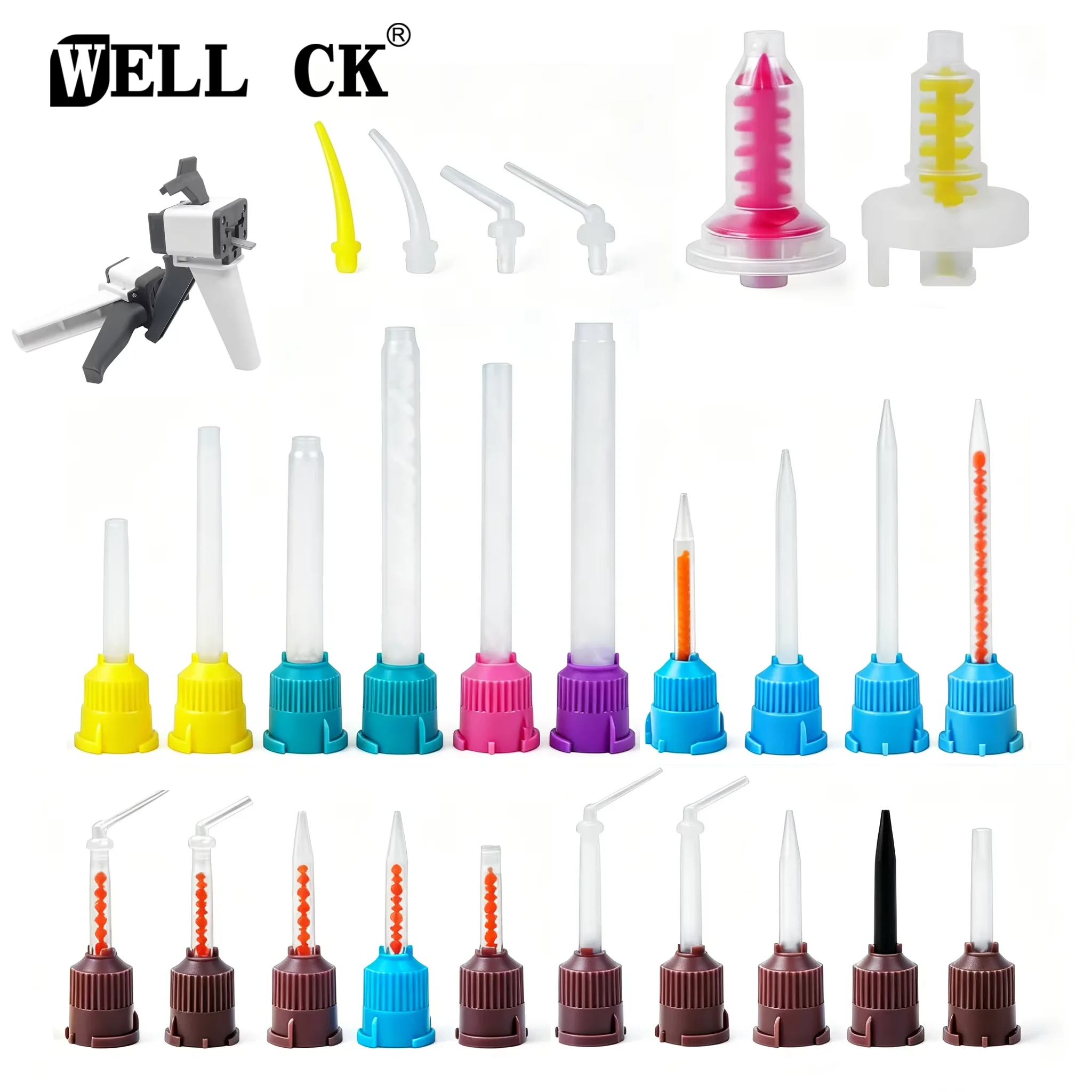 50Pcs/Bag WellCk Dental Mixing Tips Impression Materials Lab Denture Laboratory Tubes Disposable Silicone Rubber Mixing Tips