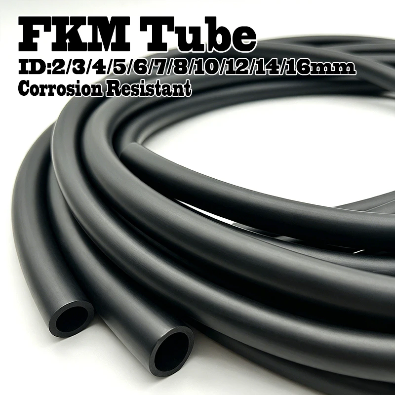ID2~16mm FKM Rubber Hose High Temperature Resistant Oil Corrosion Proof Flexible Fuel Delivery Tube for Auto Motorcycle Chemical