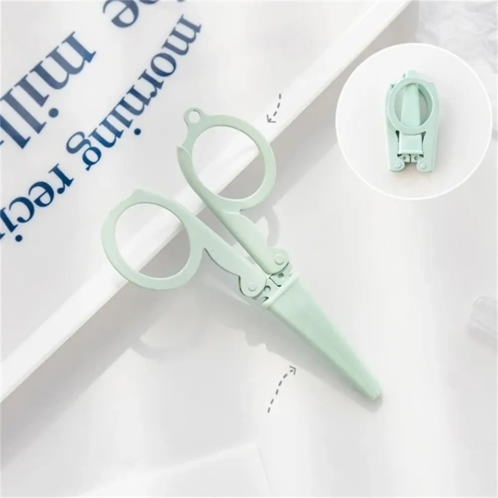 Morandi Color Folding Scissors Stainless Steel Paper Work Stationary Scissors Kawaii Key Chain Paper Cutter Office Supplies