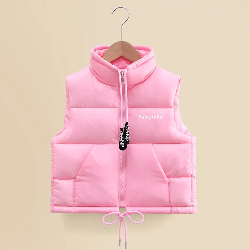 Moda autunno ragazze Warm Down gilet 2023 nuovi adolescenti collo alto giacca con coulisse gilet abbigliamento per bambini ragazzi addensare gilet