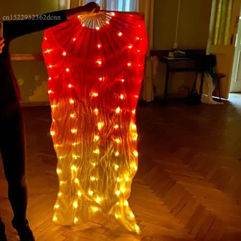 Silk Veil Led Fan Fans for Belly Dance Accessories for Adult Children Circus Led Light Luminous Hand Control Hightling Lamp Bead