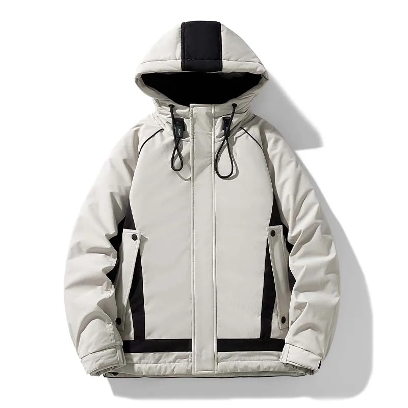 

Mens High Quality Puffer Jacket Winter Warm Windproof Cargo Down Coat Outdoor Hooded Utility Jacket 90 Percent White Duck Down