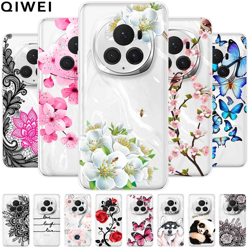 สําหรับHonor Magic6 Proกรณีโปร่งใสน่ารักซิลิคอนTPU CoqueสําหรับHonor MAGIC 6 Pro 5Gฝาครอบโทรศัพท์Capa Magic6Pro 6Pro