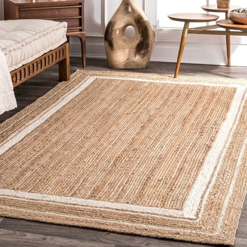 Jute Rug Square Natural Area Rug Handmade Door Mat Natural Jute Rustic Look Rug