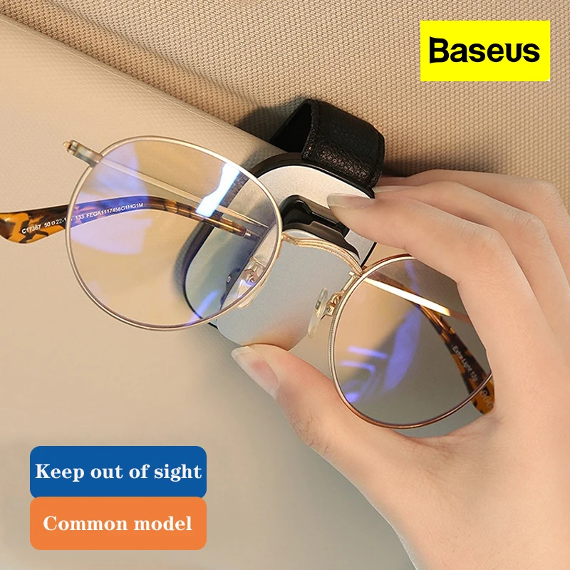 Baseus Multifunction Car Mounted Glasses Clip for Data Line Sunglasses Store Away mini Items Portable Black Card Sun Visor Clamp