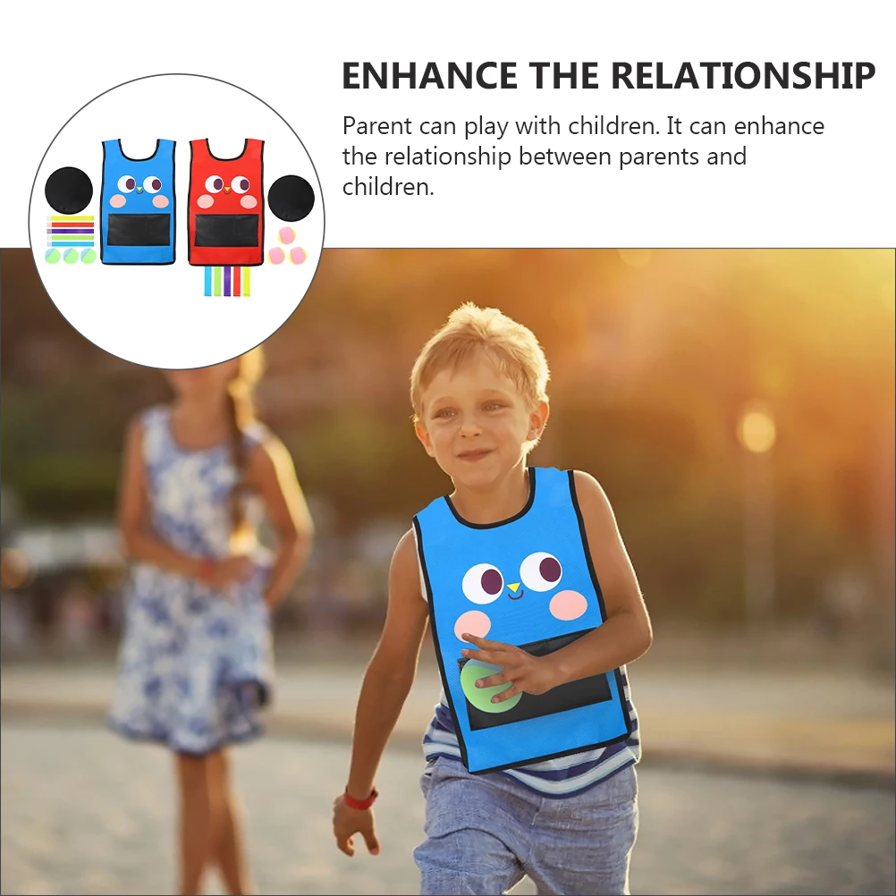 스티커 볼 조끼 2 세트 어린이를위한 야외 게임 소품 그룹 놀이 장난감 어린이 옷 소재