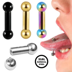 1PC 316L Stainless Steel Large Gauge Straight Barbell Ring Internal Threaded Big Gauge Tongue Barbell Piercing Jewelry