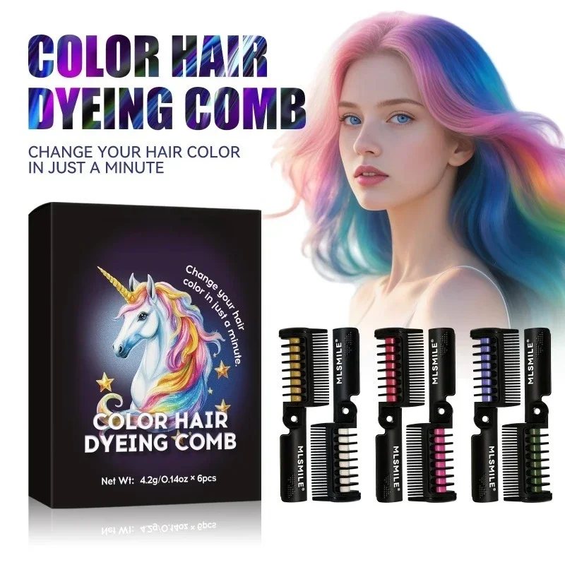 

12color Folding Hair Comb Disposable Hair Dye Chalk Hair Dye Stick Hair Stick Set Essential Hair Dye Comb for Masquerade Cosplay