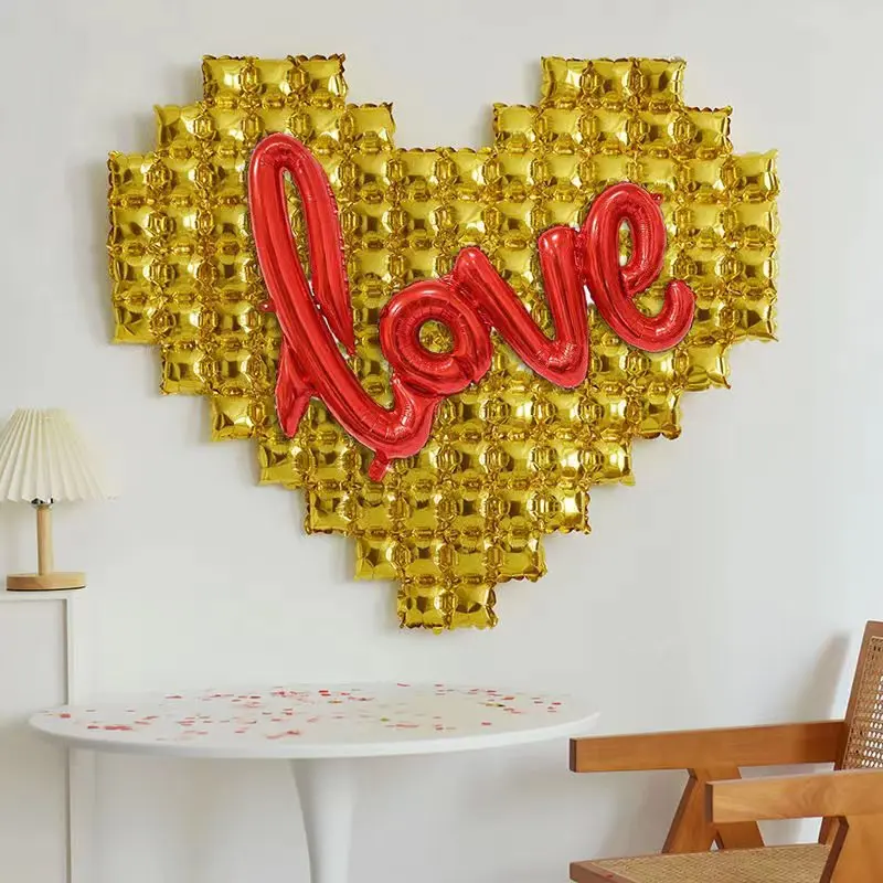 1 Stück Große Hintergrund-Wanddekoration Herz-Love-Ballons für Frauentag, Valentinstag, Königinnentag, Hochzeit, Heiratsantrag – Detail 15