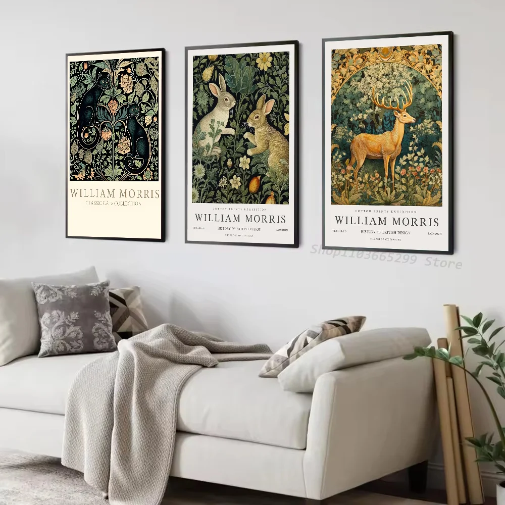 1 قطعة ويليام موريس الأعمال الفنية شجرة الحياة القطط المشارك ذاتية اللصق الفن ورق مقاوم للماء ملصق مقهى بار غرفة جدار ديكور #2