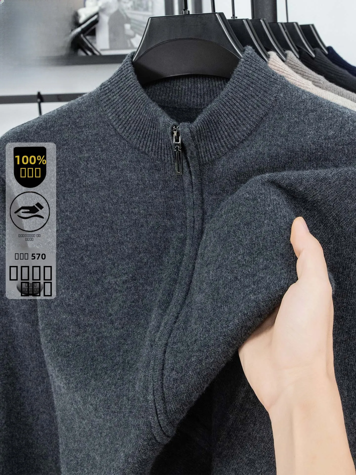 

Thiened Woolen Cardigan Coat for Men Stand Collar Camere Sweater Casual Sle Zipper Closure Long Sve Warm Feifei Brand