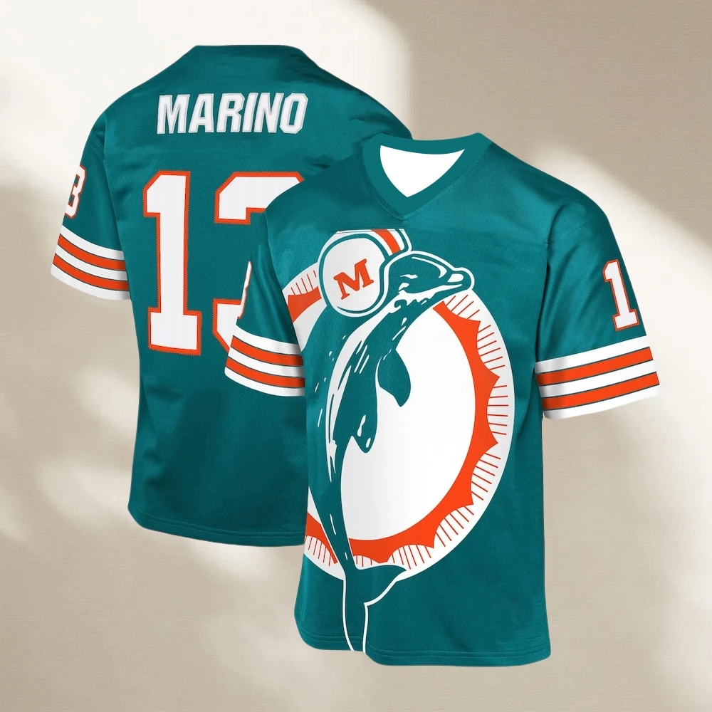 

2025 Мужская рубашка для регби Dan Marino с 3D принтом, молодежная детская спортивная одежда, тренировочная форма для регби большого размера, дышащая футболка унисекс, Джерси