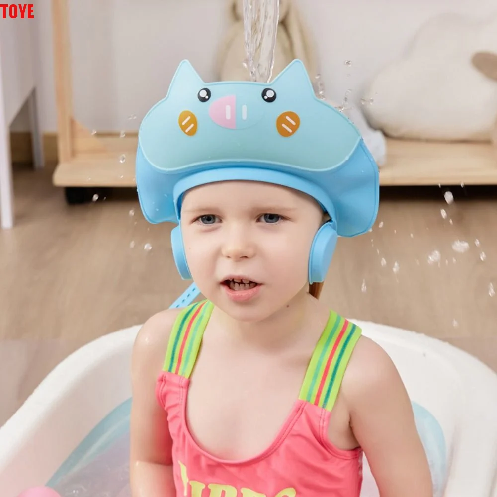 

Cute Animal Shape Baby Shower Cap Soft Adjustable Baby Shampoo Cap Waterproof Eye Ear Protection Children's Bath Cap For Kids