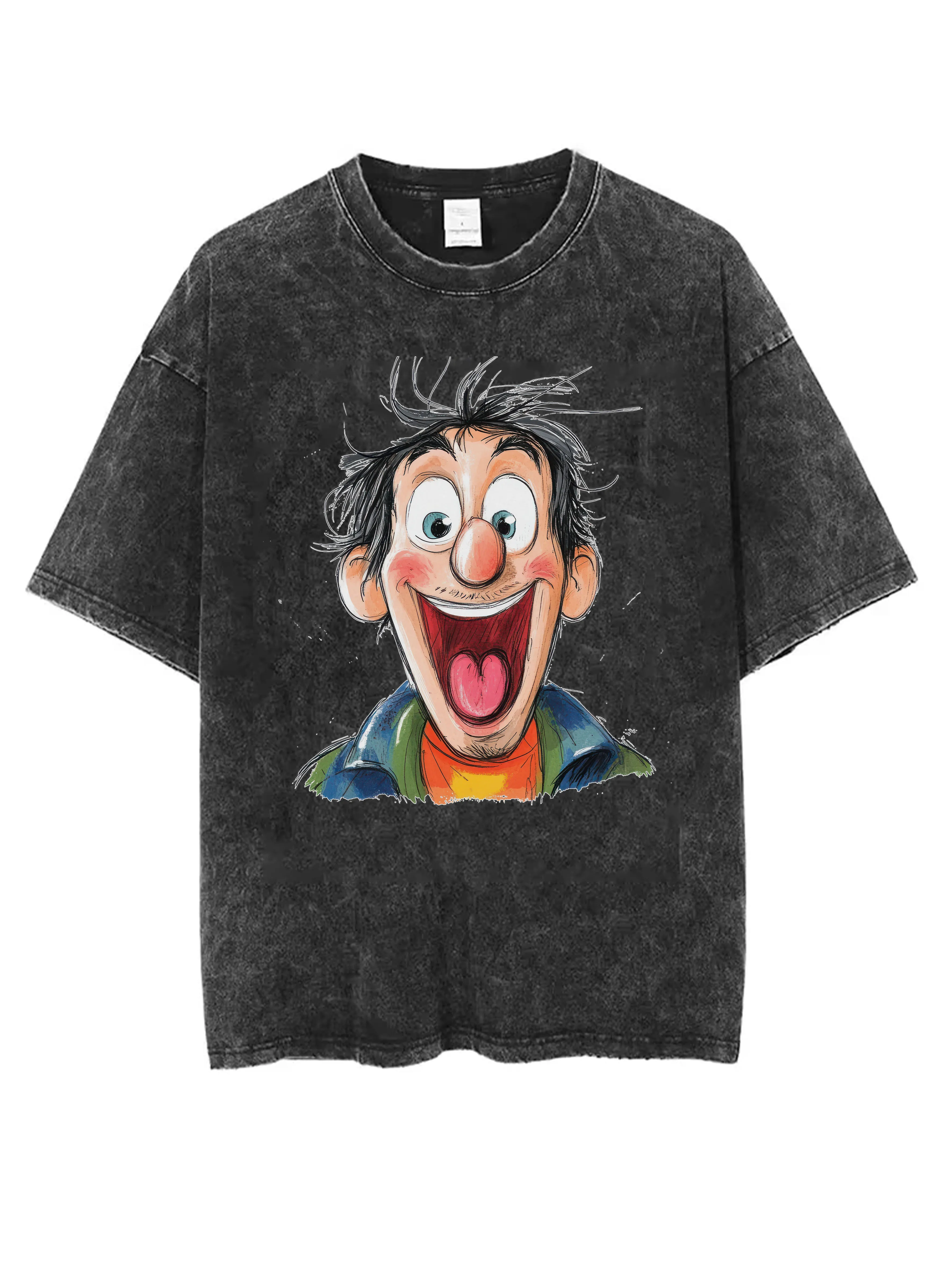 

Man Men’s Women’s Washed Black T-Shirt Loose Fit Comfortable for Winter Christmas