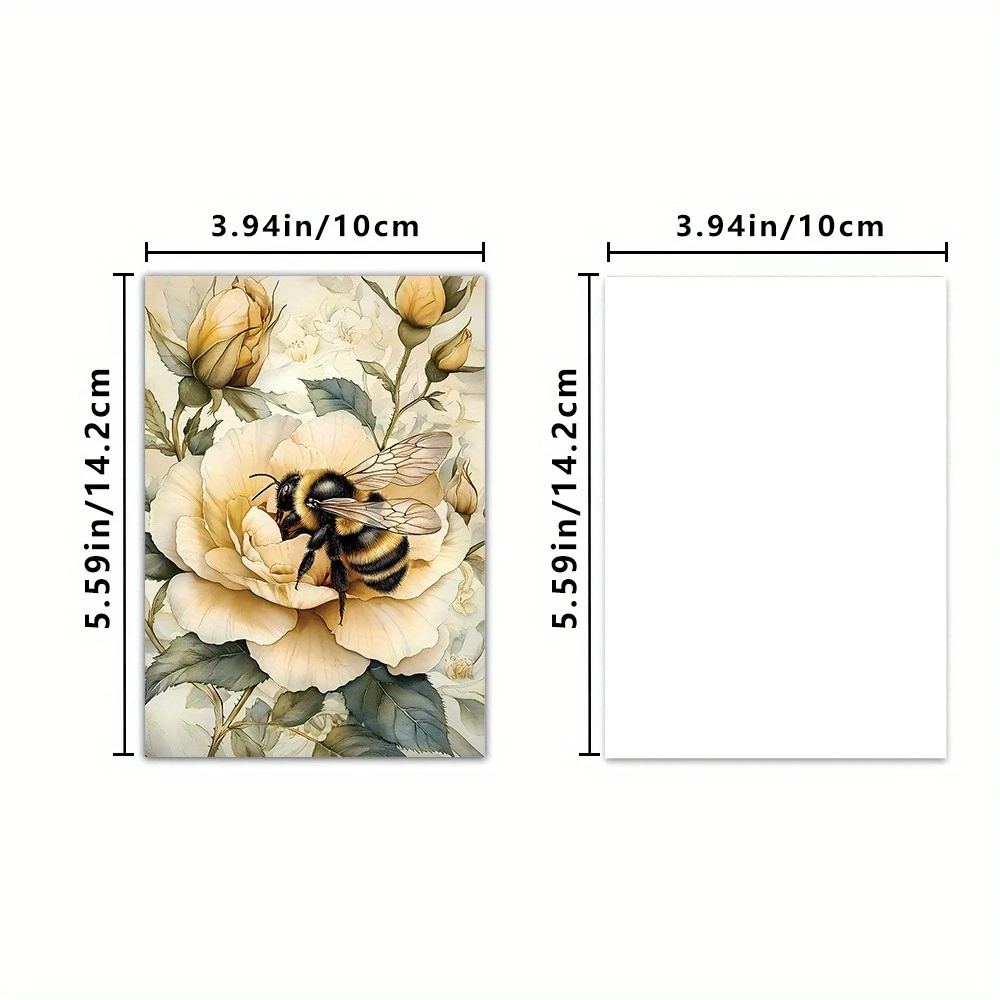 32pcs vintage hand-painted bee flower postcards, Victorian style, gift collection, souvenirs can be collected or mailed