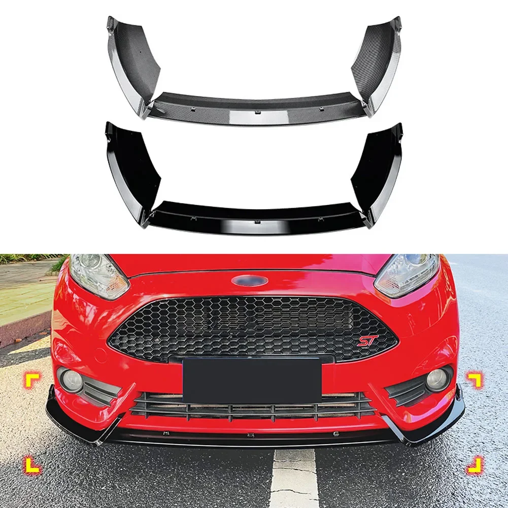 Three Stage Front Lip Splitter Spoiler Side Lower Splitters Body Kit For Ford Fiesta MK6 ST 2012-2017