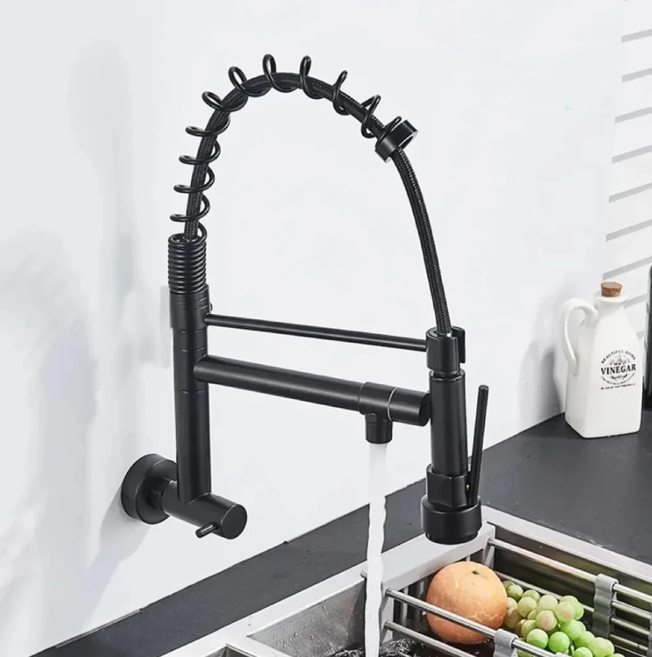 Cozinha De Aço Inoxidável Parede Mesa Torneira De Mola Preto - Parede Brilhante
