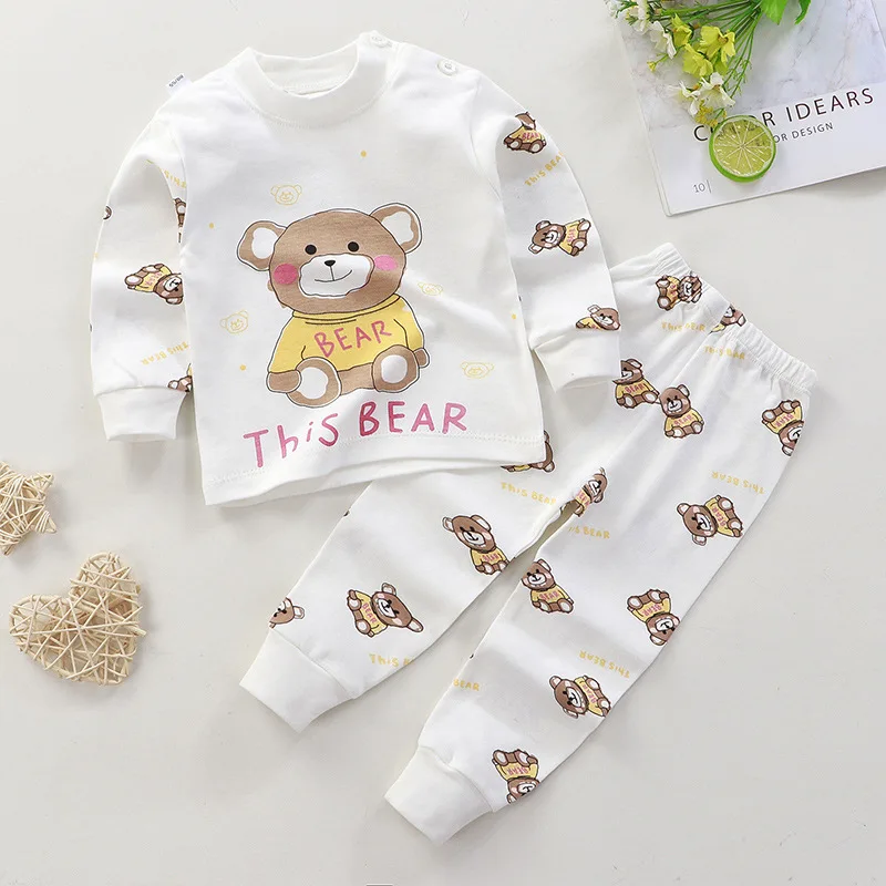 Herfst Peuter 6M 12M 3T 4T 5T Meisjes Jongens Kids Pyjama Sets Lange mouw Konijn kinderen Nachtkleding Kind Kleding Pjms Groothandel