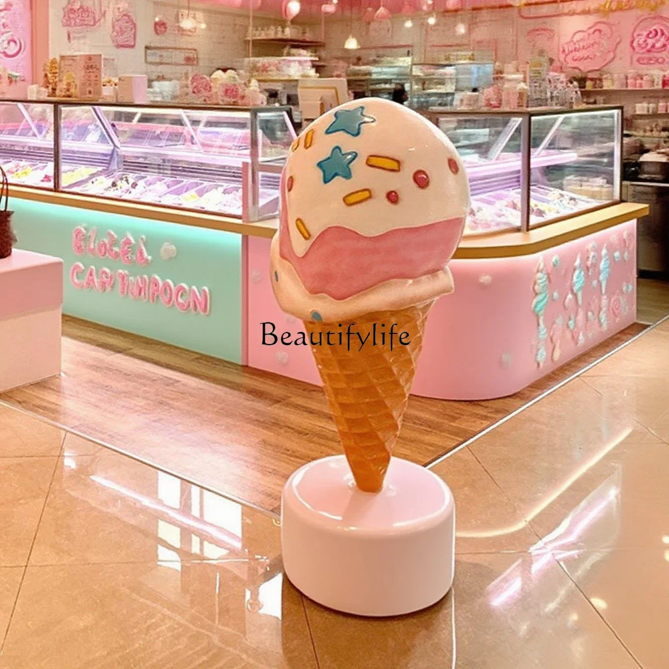 

LXShopping mall decoration outdoor ice cream model ornament ice cream donut ice cream fiberglass sculptureSSS