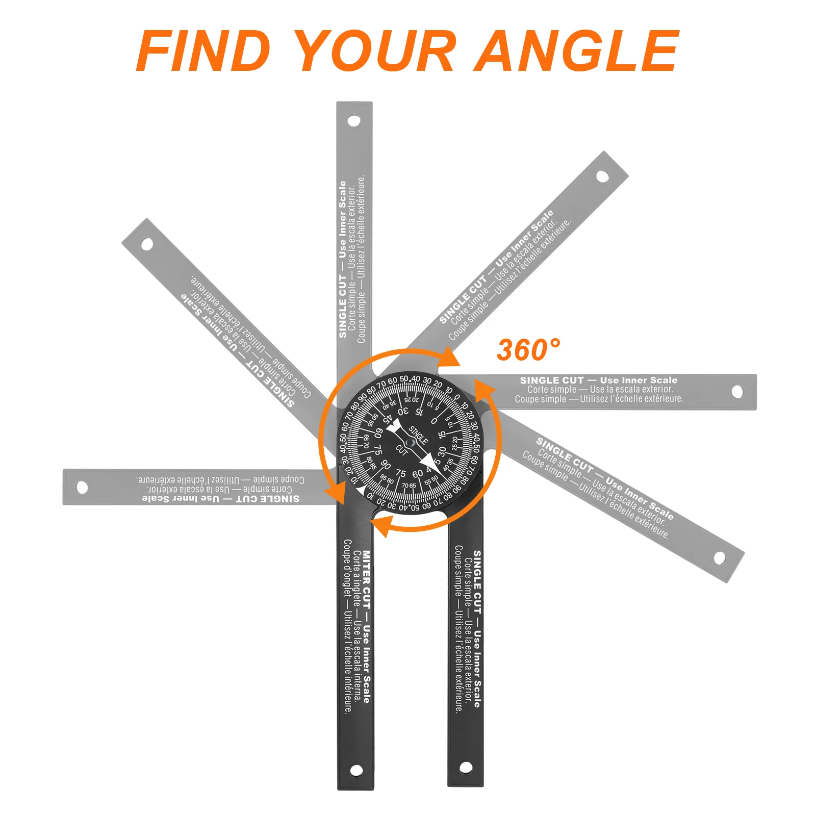 Woodworking Angle Finder Protractor, Miter Saw Level with Measuring Ruler & Pencil for Precision Carpentry & DIY Projects image 5