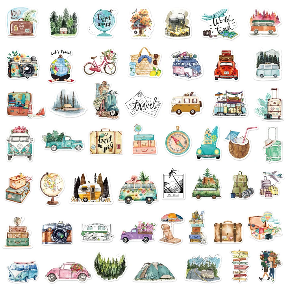 50PCS Cartoon Outdoor Travel Graffiti Waterproof Stickers Creative Trendy Notebook Refrigerator Mug Helmet CarDecorationStickers