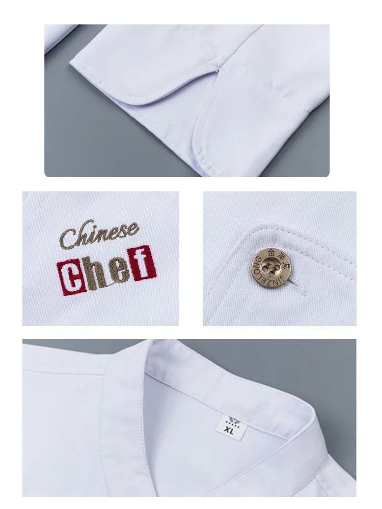 Restaurant Kitchen Uniform Canteen Cook Cooking Shirt Long Sleeve Hotel Chef Jacket Bakery Cafe Waiter Workwear Neutral Tops