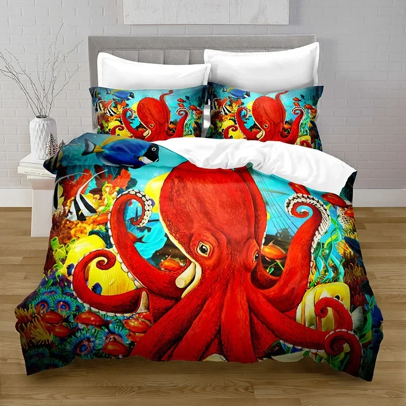 Cartoon Ocean Fish Duvet Cover Marine Theme Bedding Set Twin For Boys Girl Decor Microfiber Sea Underwater World Comforter Cover