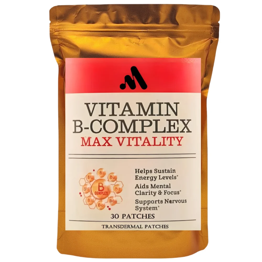 Vitamin B Complex Transdermal Patches B1, B2, B3, B5, B6, B12, D-biotin & Folic Acid, Support Cellular Energy & Mental Clarity