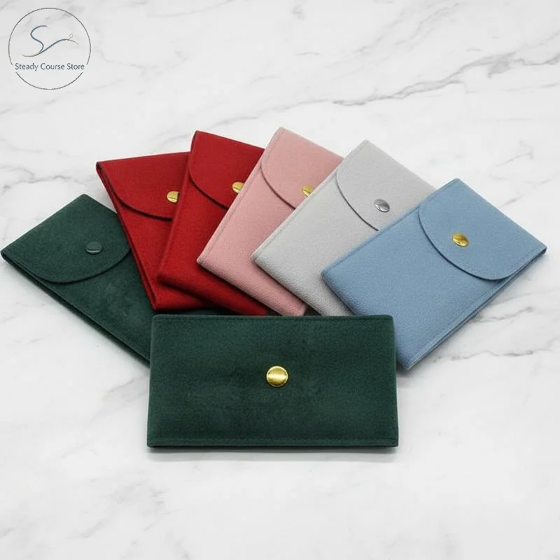 Velvet Watch Storage Bag Non-slip Soft Scratch Proof Lining Snap Closure for Daily Travel Business Trip