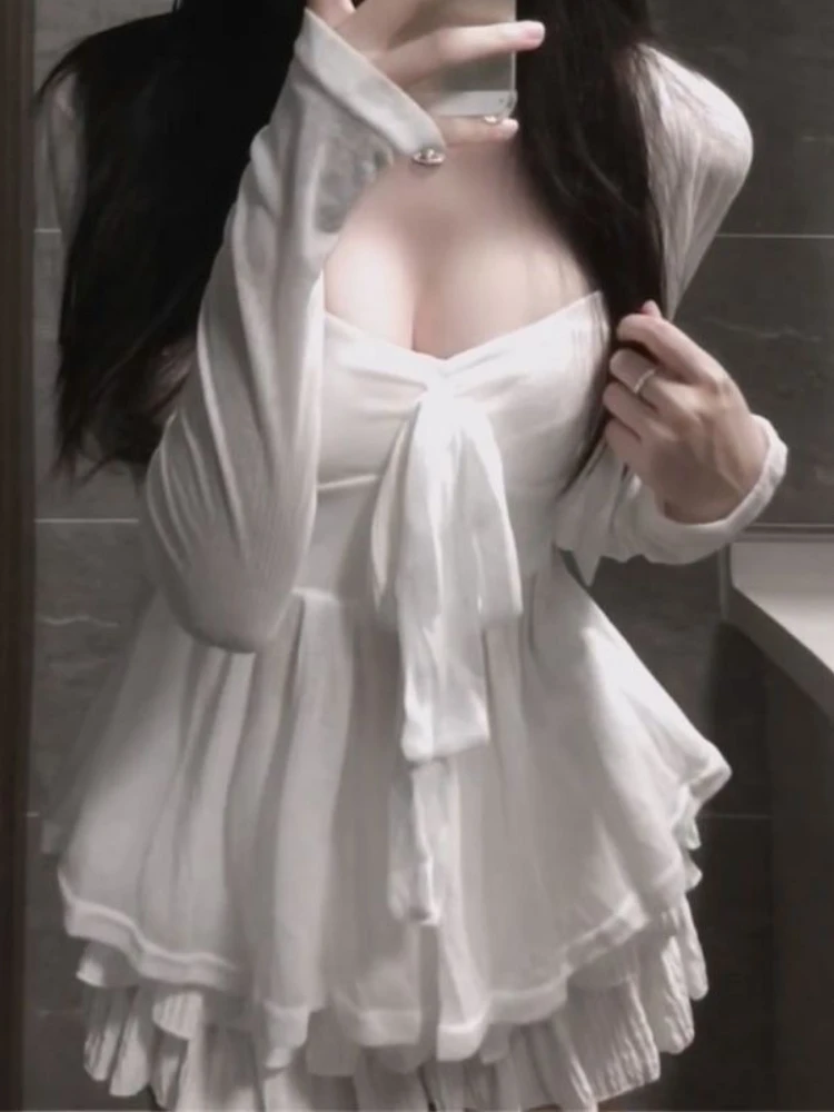 أزياء أنيقة ضئيلة الصلبة 3 قطع مجموعة المرأة الحلو عارضة الصيف طويلة الأكمام دعوى جديدة تصميم حبال سترة تنورة قصيرة الزي