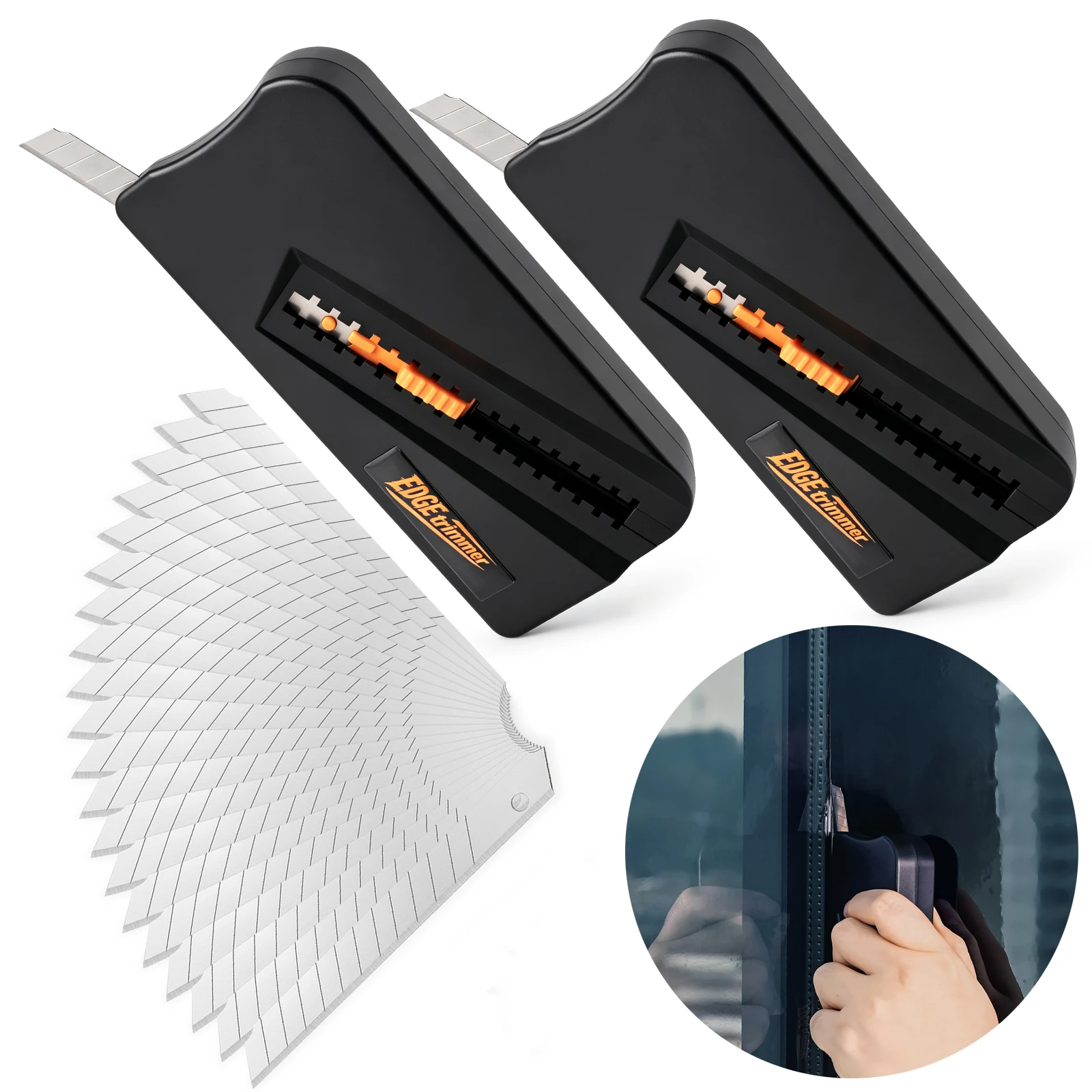 FOSHIO 2-In-1 Wraps Edge Cutting Squeegee Tool For Wallpaper Decals Vinyl Tint Film Installation Corner Precision Trimming Knife