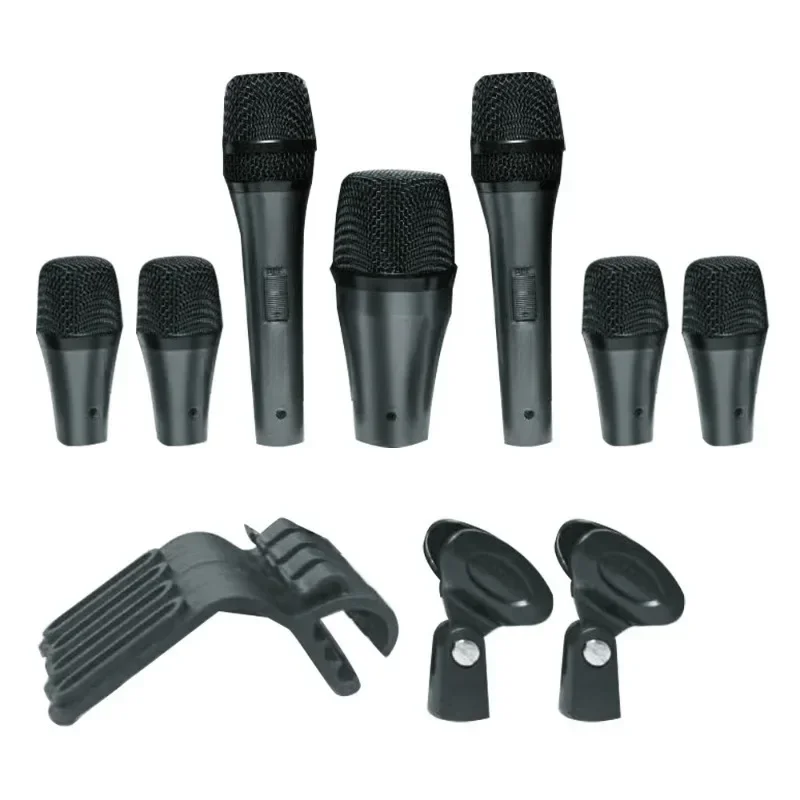 Drum set, microphone set, stage performance, jazz drum live recording, dynamic condenser microphone