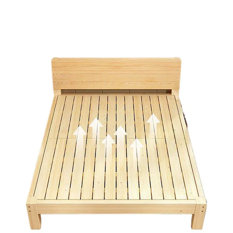 

Solid wood bed Modern simple double bed 1.8 meters 1.5 meters Household wooden bed 1.2 meters
